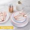 300 Pieces Rose Gold Disposable Plates for 50 Guests, Plastic Plates for Party, Tableware Sets of 50 Dinner Plates, 50 Salad Plates, 50 Spoons, 50 Forks, 50 Knives, 50 Cups(Rose Gold)